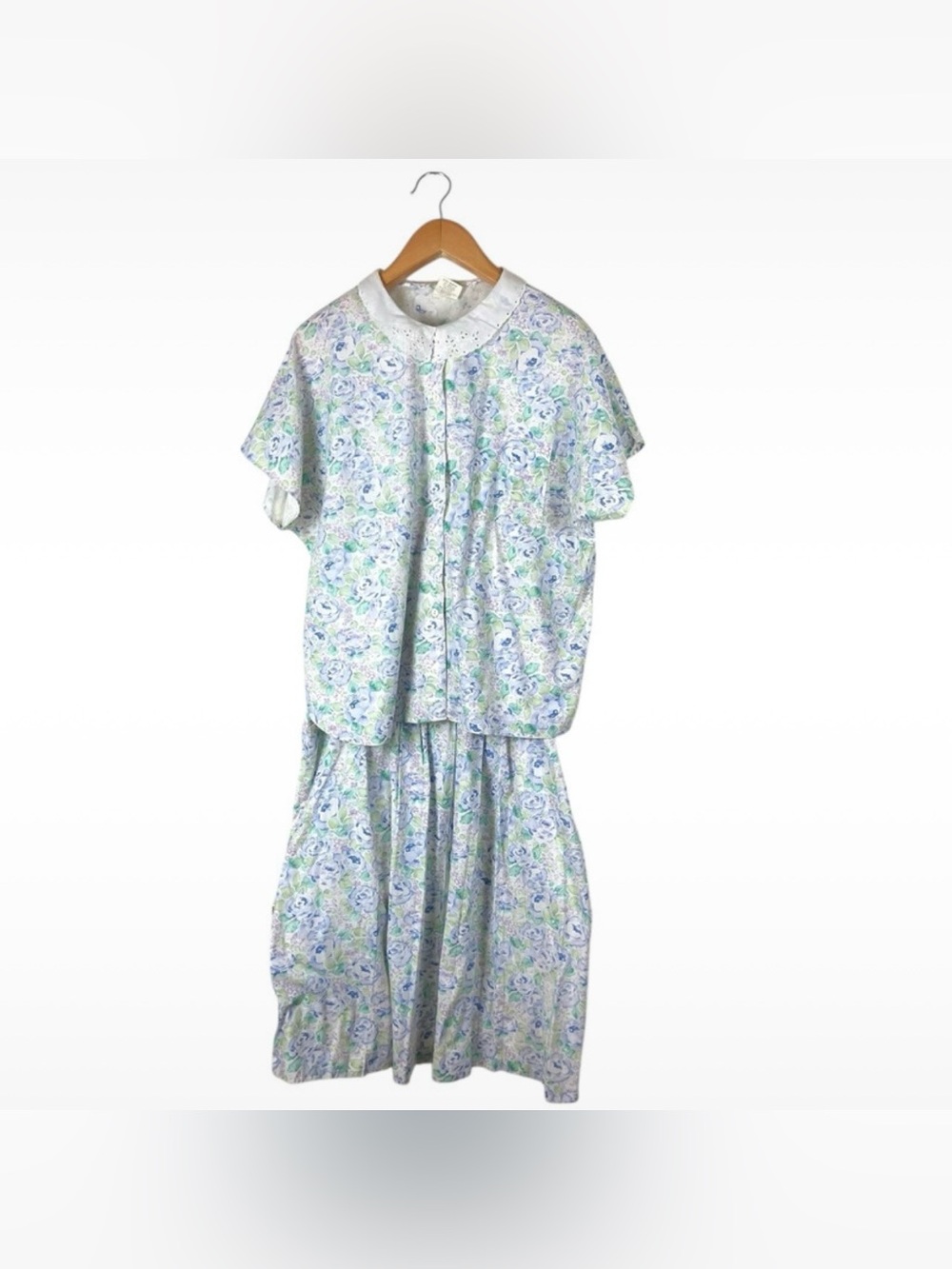Vintage 90s Fritzi Women’s 18W/22W Floral Button Up Top & Skirt Set Cottagecore